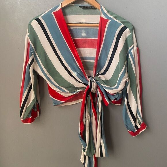 Zara Open Front Tie  Blouse - Picture 1 of 6
